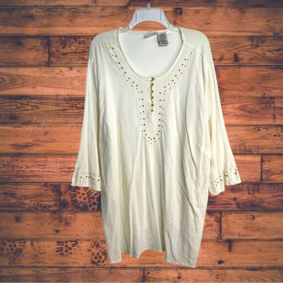 5 for $25🔥White Stag Beaded Off White Blouse 26W/28W - Picture 1 of 8